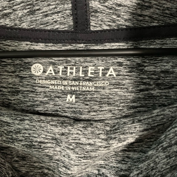 Athleta Uptempo Hoodie sweatshirt l/s space dye gray M thumbhole Quick dry - Picture 3 of 14